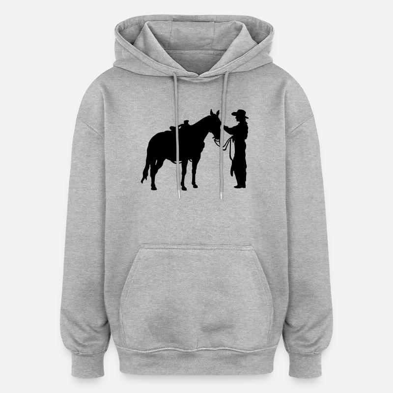 Frau mit Pferd - Oversized Unisex Hoodie - Grau meliert