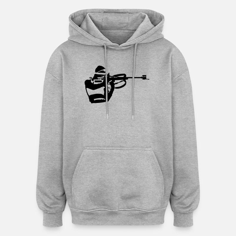 Biathlon - Sweat à capuche oversize unisexe - gris chiné