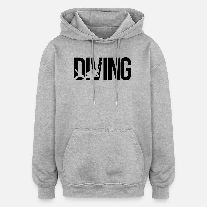diving plongée sous-marine - Sweat à capuche oversize unisexe - gris chiné