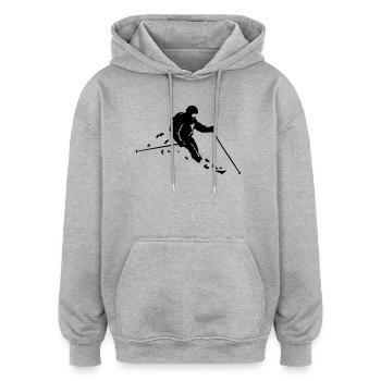 Ski freerider - Oversized Unisex Hoodie - Grau meliert - Vorne - Noah (186cm)