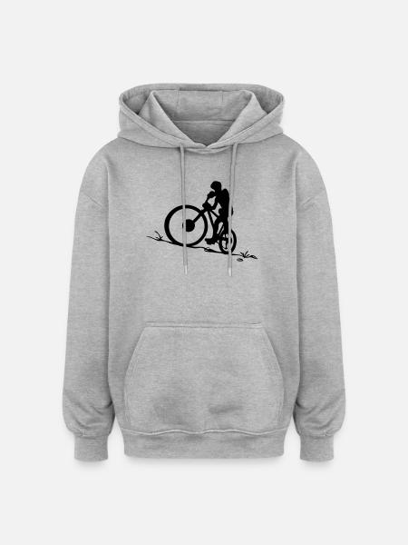 Mountainbike vector - Oversized Unisex Hoodie - heather grey