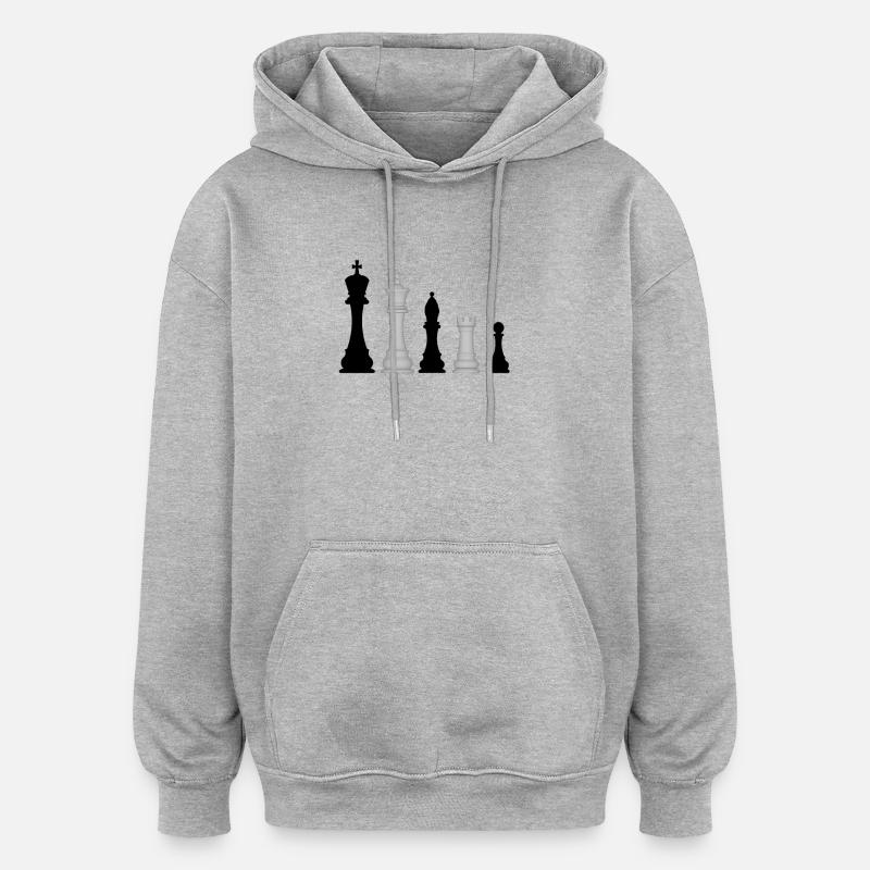 Pièces d’échecs - Sweat à capuche oversize unisexe - gris chiné