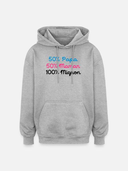 Papa 50% 50% 100% Nette Mom - Oversized Unisex Hoodie - Grau meliert