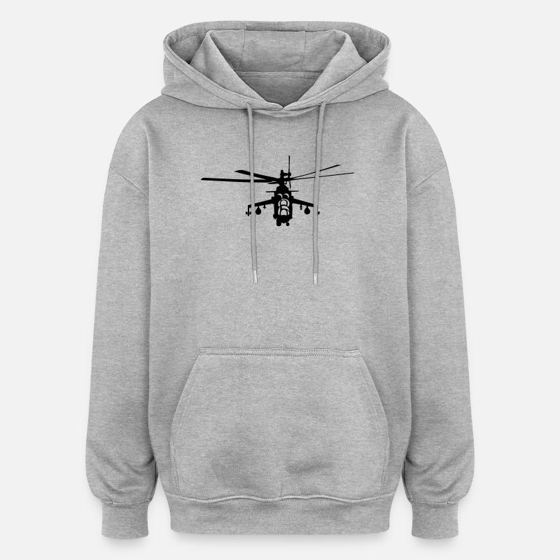 Hubschrauber Mi-24 - Oversized Unisex Hoodie - Grau meliert