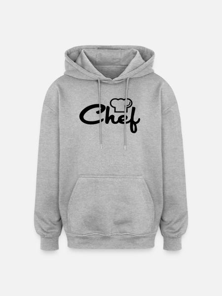 Chef - Sweat à capuche oversize unisexe - gris chiné