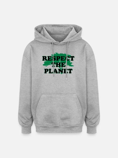 Respectons la planète - Sweat à capuche oversize unisexe - gris chiné