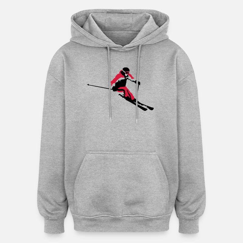 ski - Sweat à capuche oversize unisexe - gris chiné