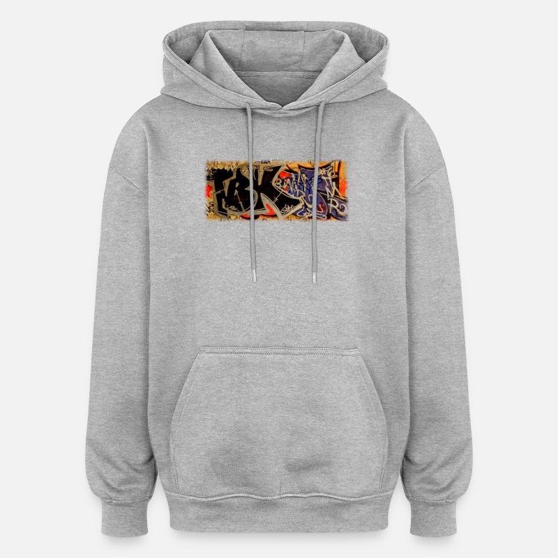 Graffiti - Sweat à capuche oversize unisexe - gris chiné