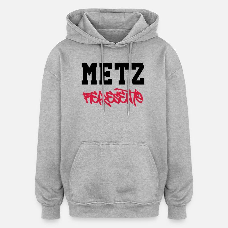 Metz Représente ! - Sweat à capuche oversize unisexe - gris chiné