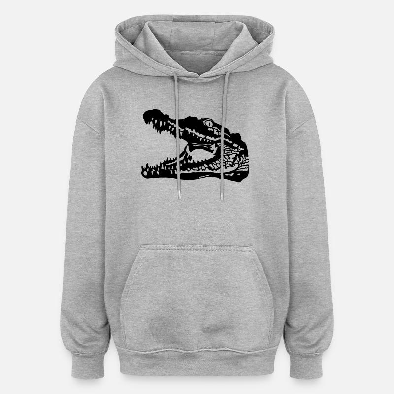 Crocodile - Sweat à capuche oversize unisexe - gris chiné
