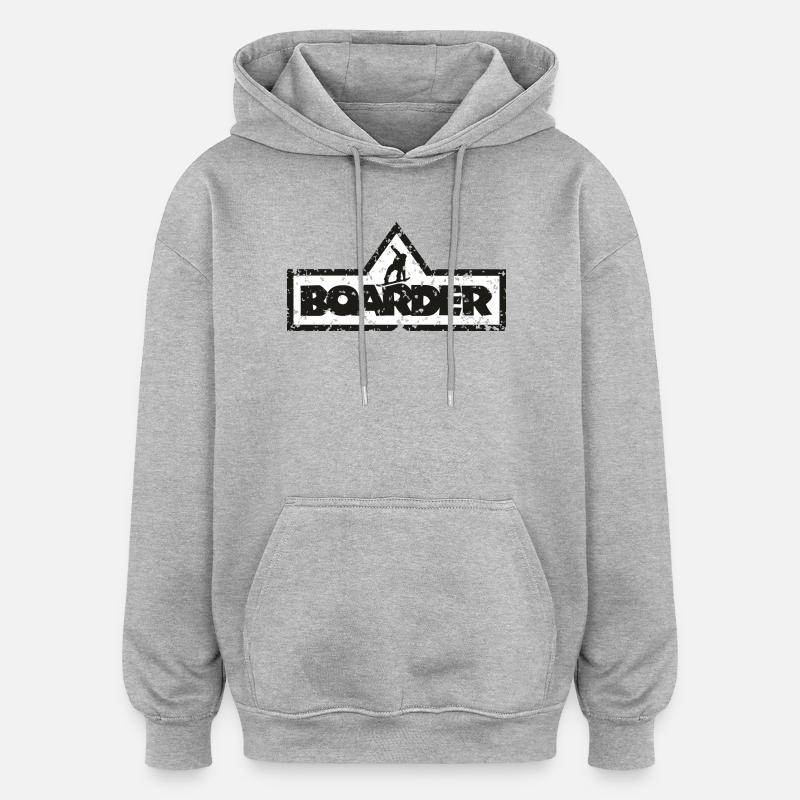 Boarder Cadre Blanc 2C - Sweat à capuche oversize unisexe - gris chiné