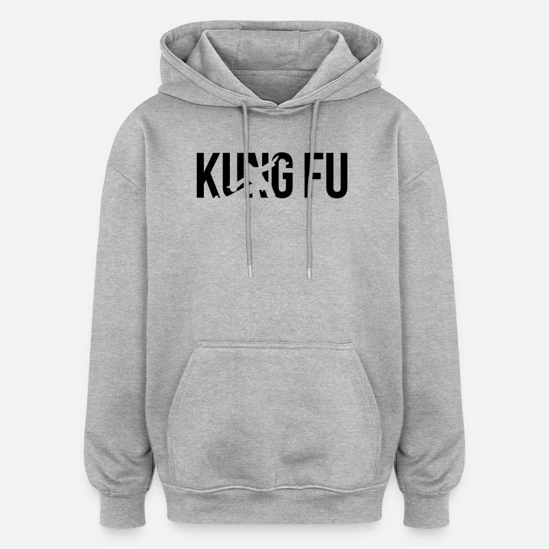 kung fu - Sweat à capuche oversize unisexe - gris chiné