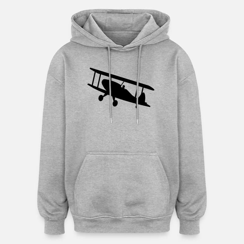 avion - Sweat à capuche oversize unisexe - gris chiné