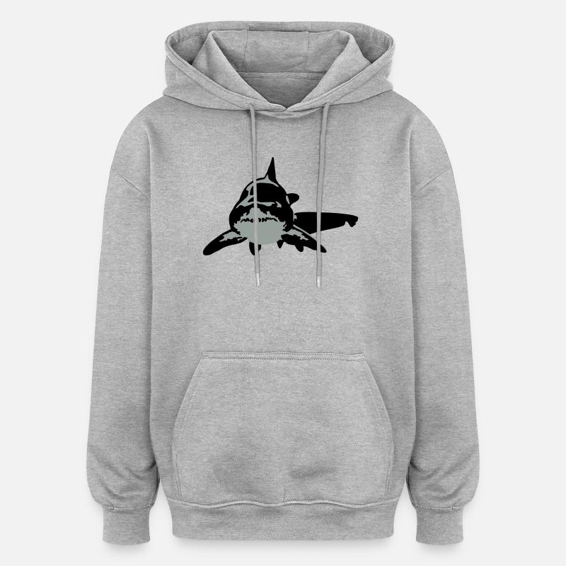 requin - Sweat à capuche oversize unisexe - gris chiné