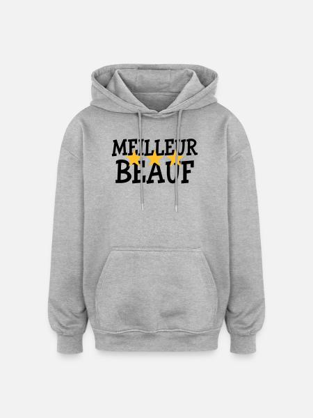 Meilleur Beauf - Sweat à capuche oversize unisexe - gris chiné