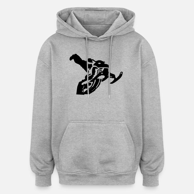 snowmobile stunt - Sweat à capuche oversize unisexe - gris chiné