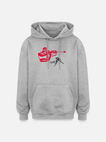 biathlon - Sweat à capuche oversize unisexe - gris chiné