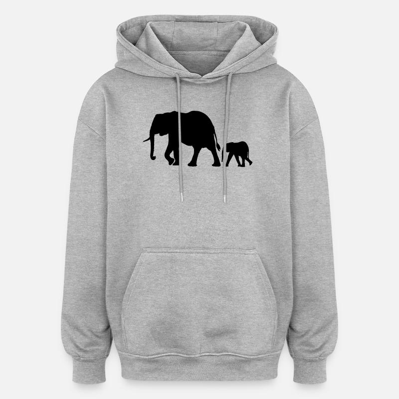 Elefanten - Oversized Unisex Hoodie - Grau meliert
