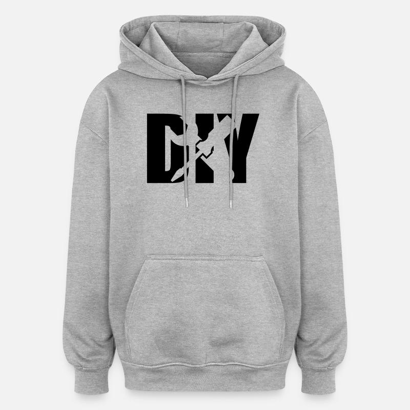 DIY - Sweat à capuche oversize unisexe - gris chiné