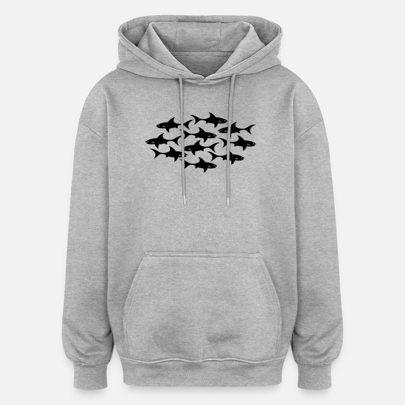 requin - Sweat à capuche oversize unisexe - gris chiné