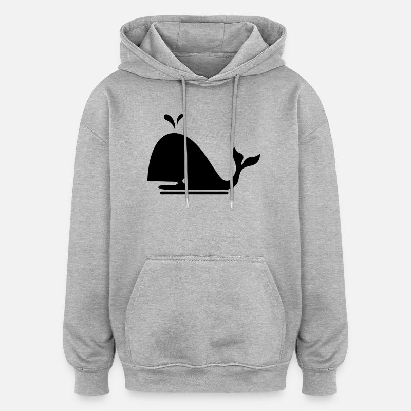 baleine - Sweat à capuche oversize unisexe - gris chiné