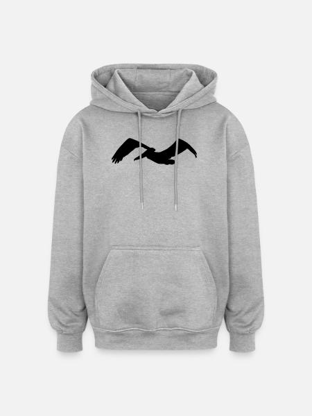 pelikan_1 - Oversized Unisex Hoodie - Grau meliert