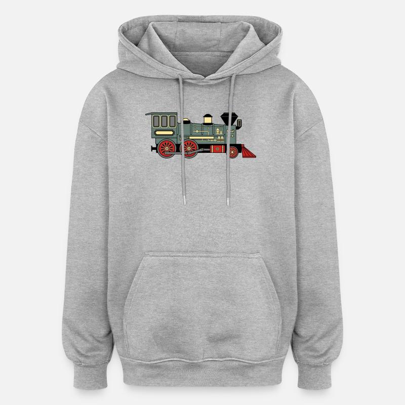 Locomotive à vapeur - Sweat à capuche oversize unisexe - gris chiné