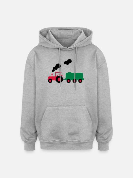 tracteur - Sweat à capuche oversize unisexe - gris chiné