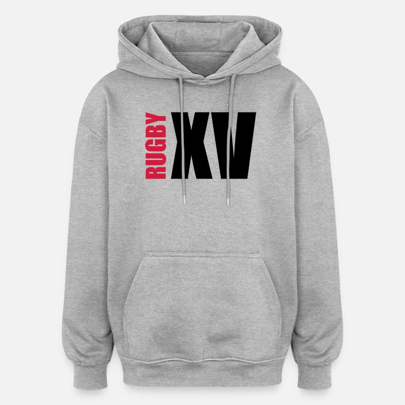 Rugby XV - Sweat à capuche oversize unisexe - gris chiné