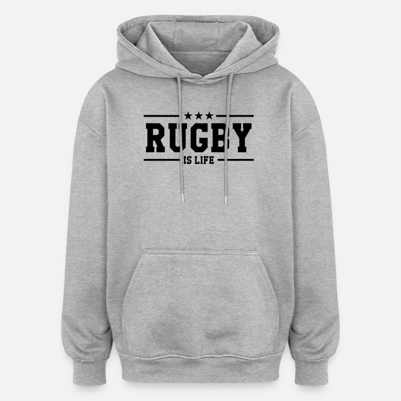 Rugby - Sweat à capuche oversize unisexe - gris chiné