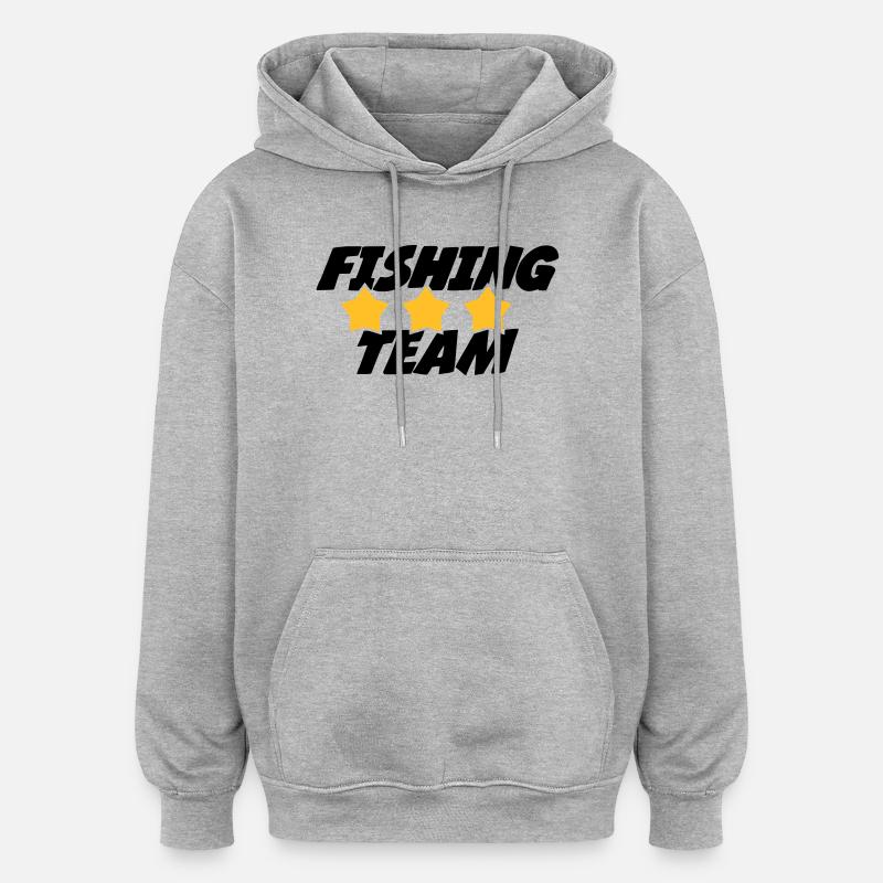 Fishing Team - Sweat à capuche oversize unisexe - gris chiné