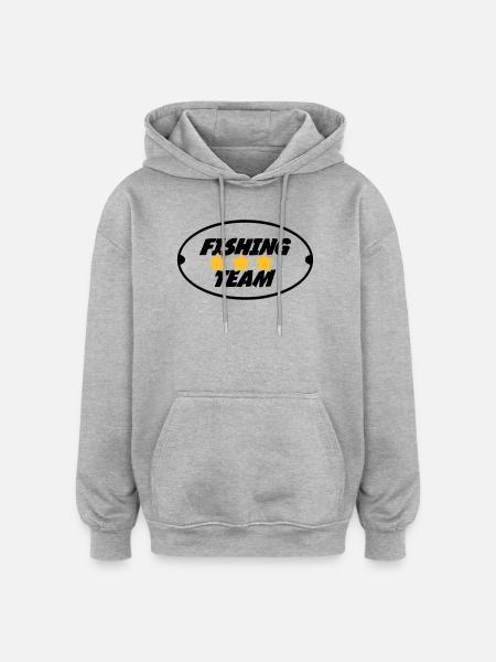 Fishing Team - Sweat à capuche oversize unisexe - gris chiné