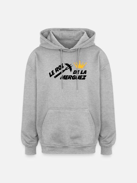 Le Roi de la Merguez ! - Sweat à capuche oversize unisexe - gris chiné