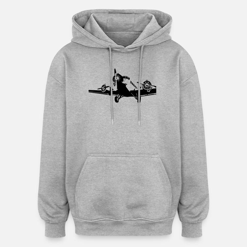 avion Ju-52 - Sweat à capuche oversize unisexe - gris chiné