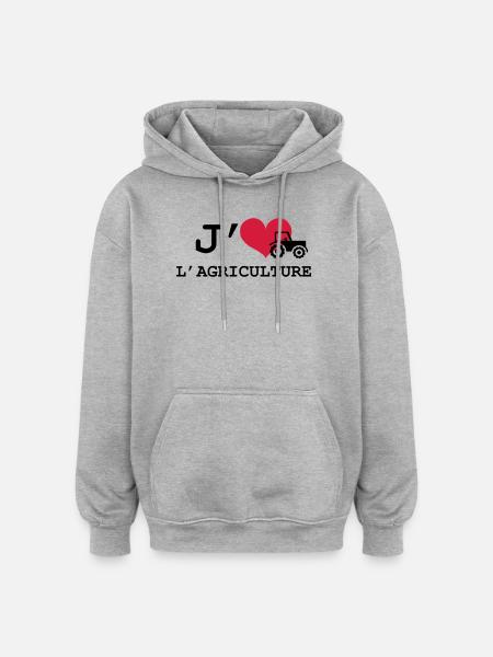 J'aime l'agriculture ! - Sweat à capuche oversize unisexe - gris chiné