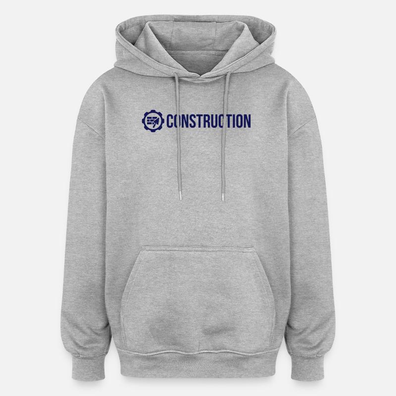 Construction - Sweat à capuche oversize unisexe - gris chiné