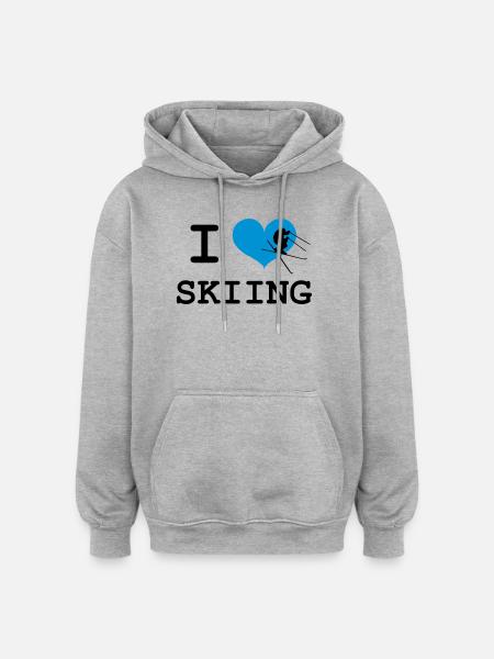 I Love Skiing - Oversized Unisex Hoodie - heather grey