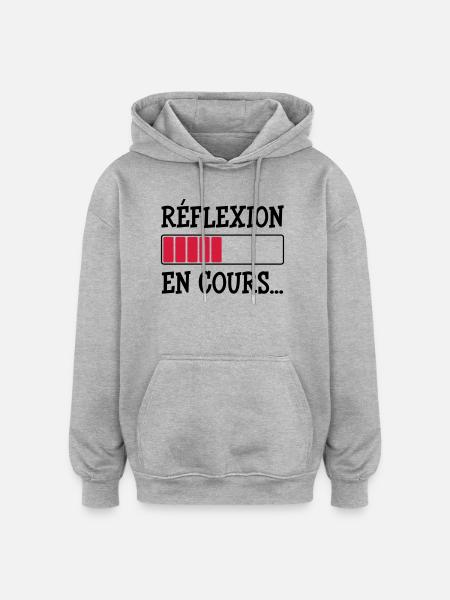 Réflexion en cours... - Sweat à capuche oversize unisexe - gris chiné
