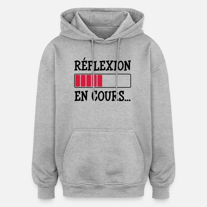 Réflexion en cours... - Sweat à capuche oversize unisexe - gris chiné