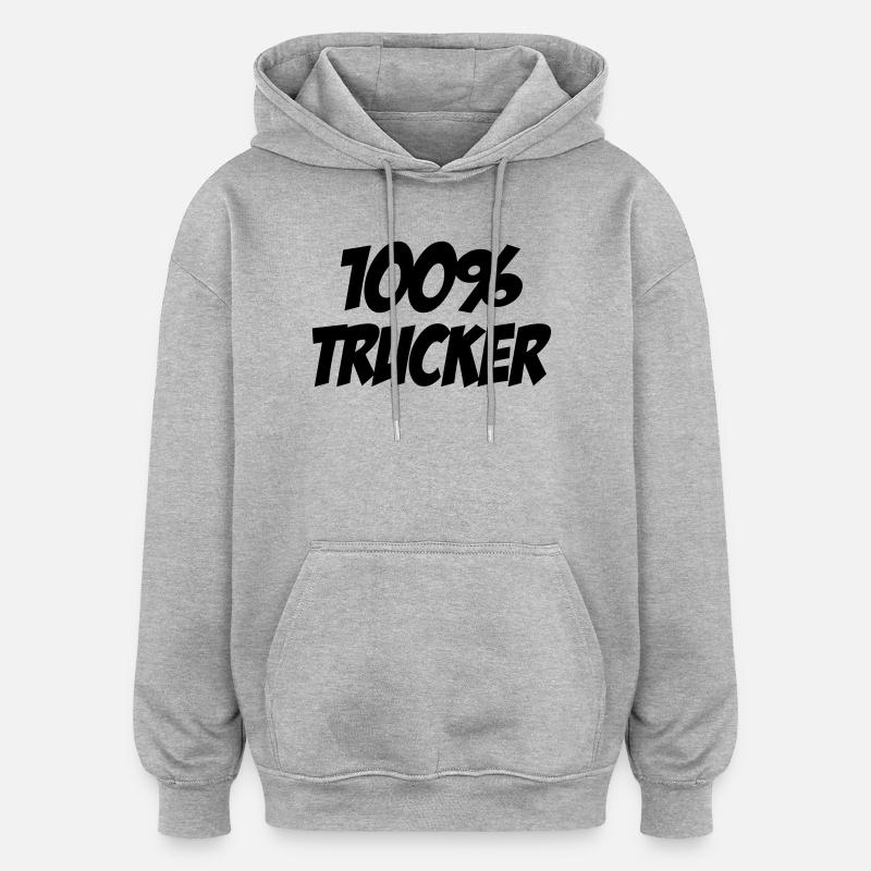 100% Trucker - Sweat à capuche oversize unisexe - gris chiné