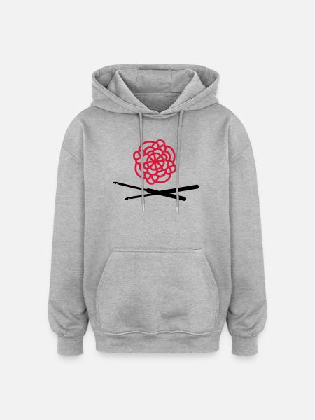 crochet - Sweat à capuche oversize unisexe - gris chiné