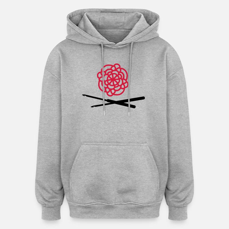 crochet - Sweat à capuche oversize unisexe - gris chiné