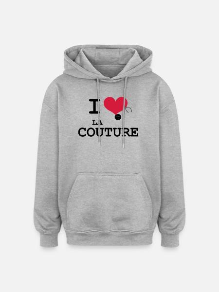 I Love la Couture - Sweat à capuche oversize unisexe - gris chiné
