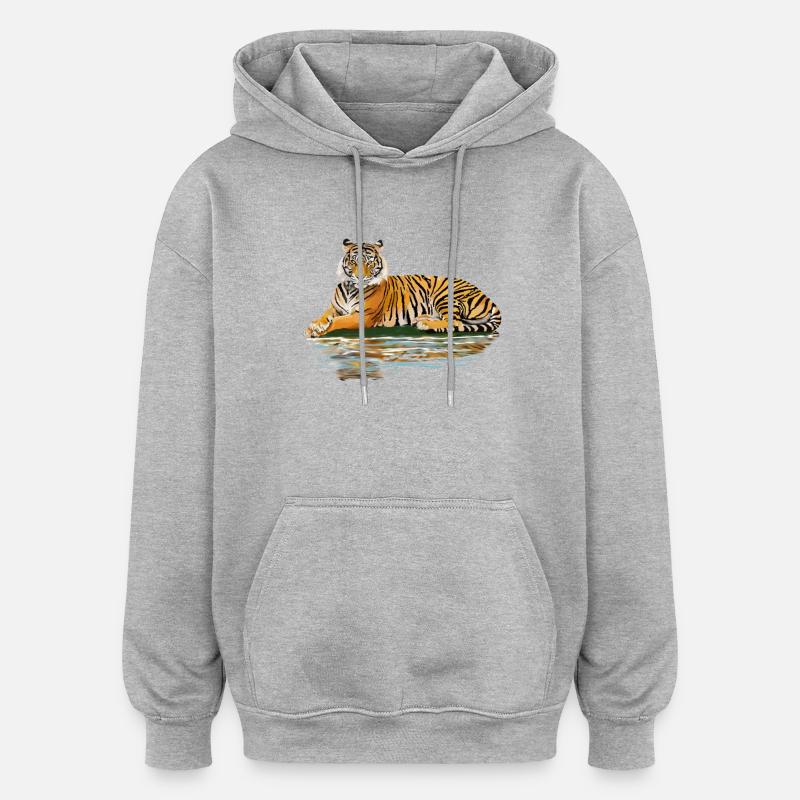 tiger - Sweat à capuche oversize unisexe - gris chiné