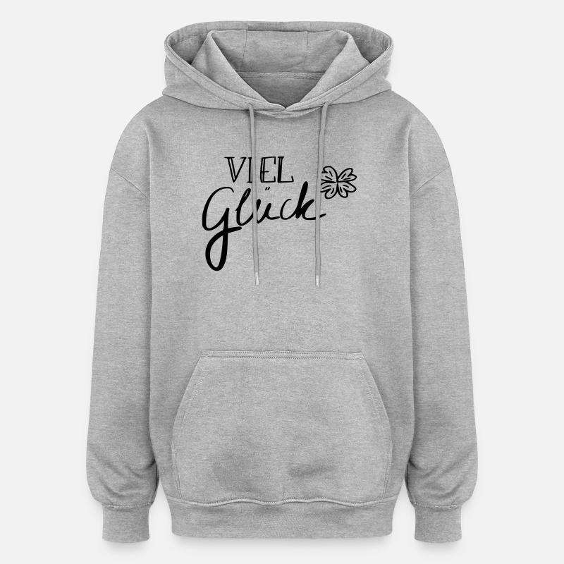 Viel Glück - Sweat à capuche oversize unisexe - gris chiné