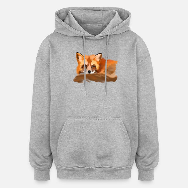 fox - Oversized Unisex Hoodie - heather grey