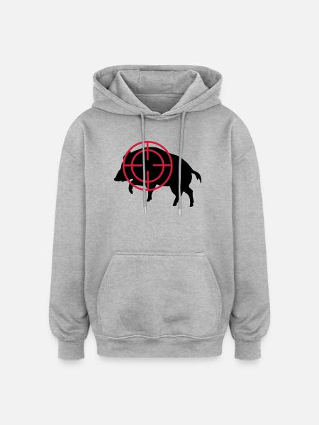 sanglier - Sweat à capuche oversize unisexe - gris chiné