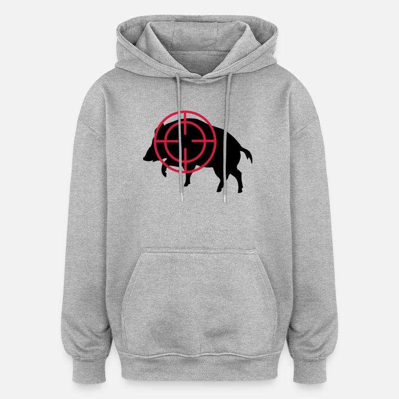 sanglier - Sweat à capuche oversize unisexe - gris chiné