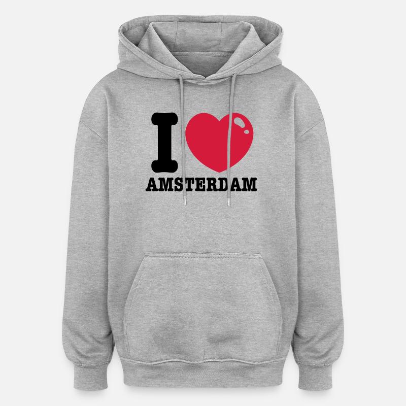 amsterdam - Sweat à capuche oversize unisexe - gris chiné