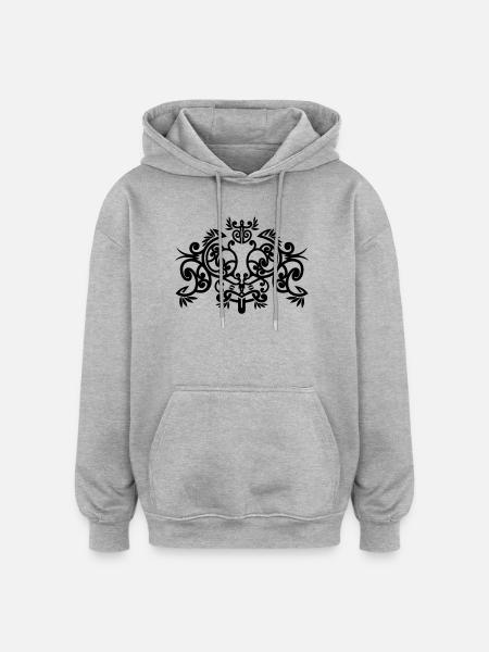 maori - Sweat à capuche oversize unisexe - gris chiné